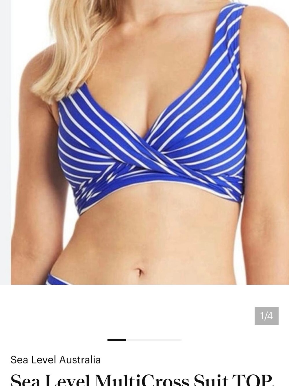 Sea Level Blue & White Striped Cross-Front Swim Top